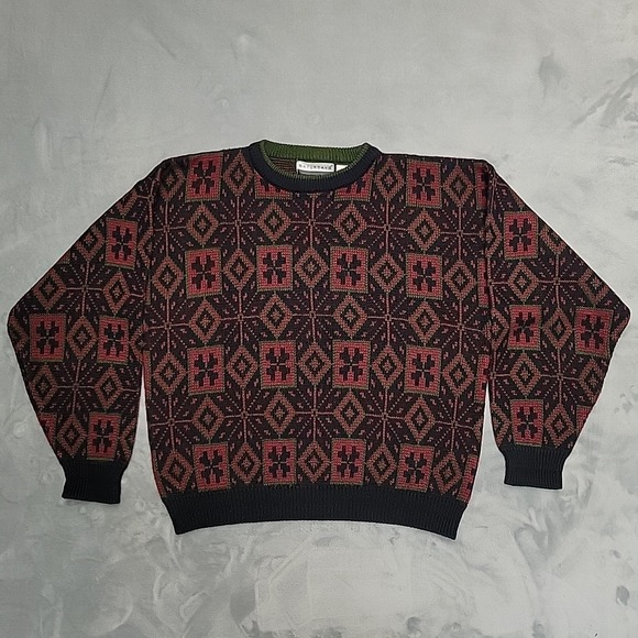 Saturdays Other - Saturdays Sweater Mens Large Multicolor Geometric Knit Crewneck Vintage 90s